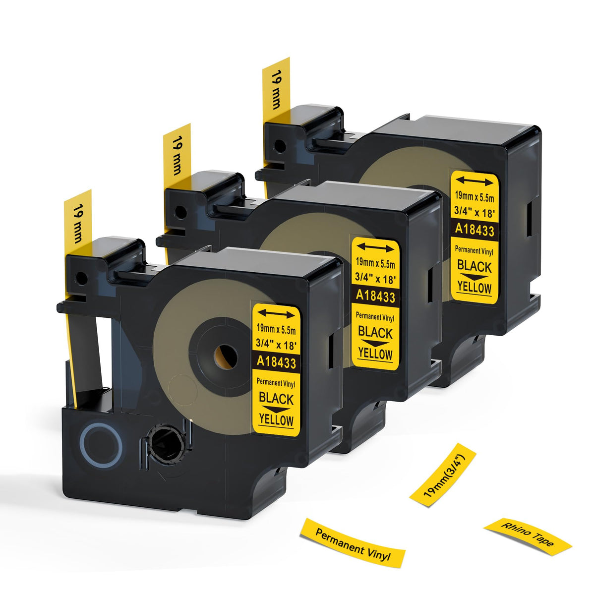 18433 Permanent Vinyl Tape Yellow Replace for Dymo Rhino 4200 Label Tape