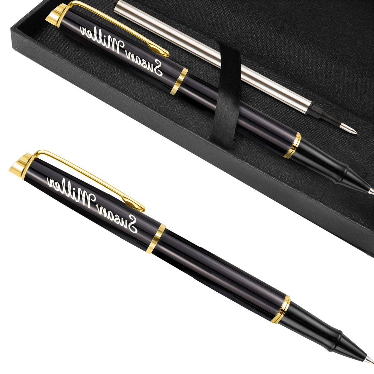 ABIsedrin Personalized Pens, Engraved Pen for Men, Custom Gel Ink Rollerball Pens，writing pen Gift