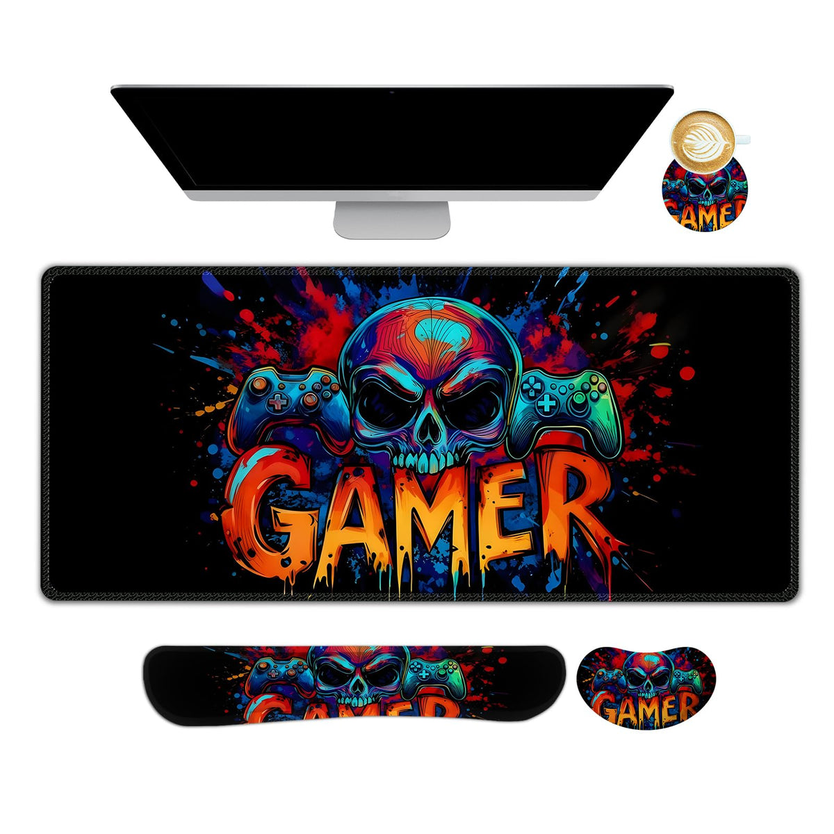 AIMSA Large Gaming Mouse Pad Set, Keyboard Wrist Rest Support + Extended Mouse Pad + Mouse Wrist