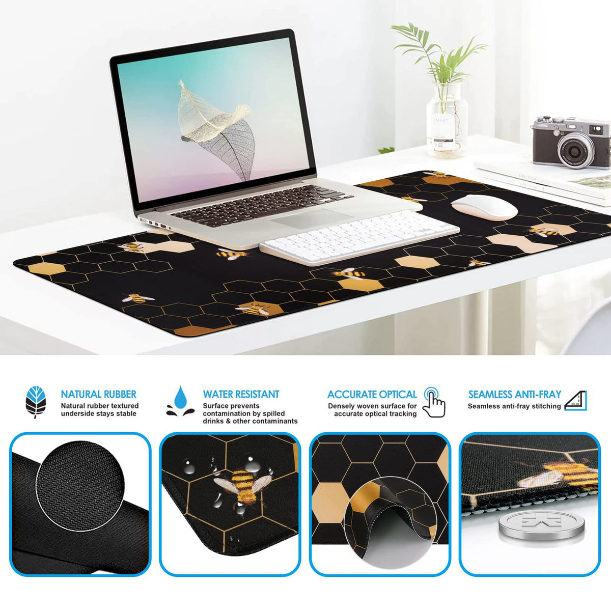 iCasso Honeycomb Mousepad 35.4"x15.7", Desk Protector for Workspace