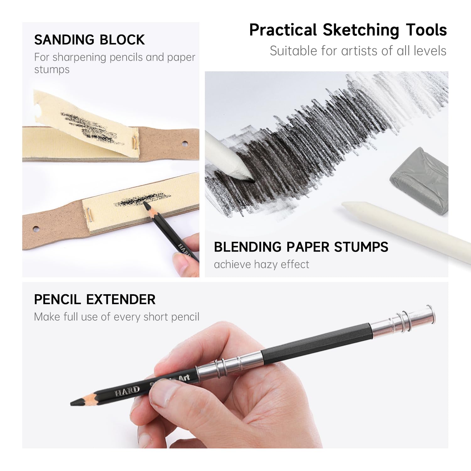 Shuttle Art Sketching and Drawing Pencils Set, 37-Piece Professional Sketch Pencils Set in Zipper