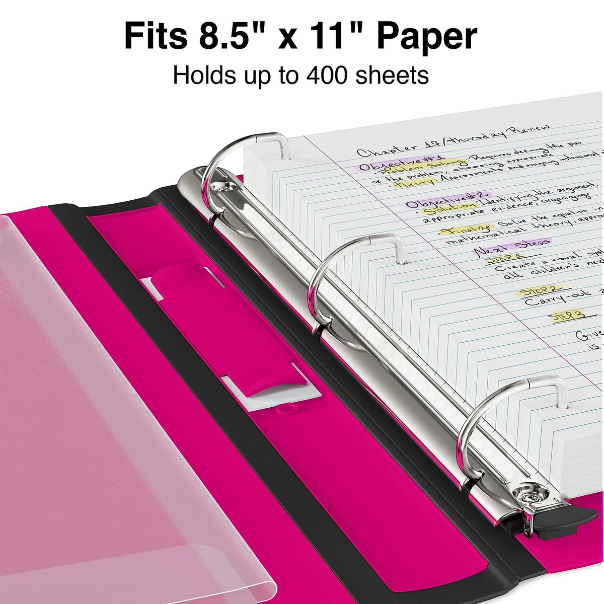Staples Better Binder, 1.5 Inch D-Ring, Pink, 400 Sheets, 3-Pack