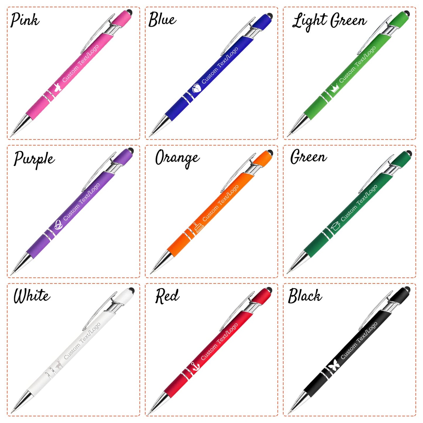 Xsersao 30PCS Personalized Custom Pens with Name Logo Engraved Pen Bulk Customized Ballpoint Pens
