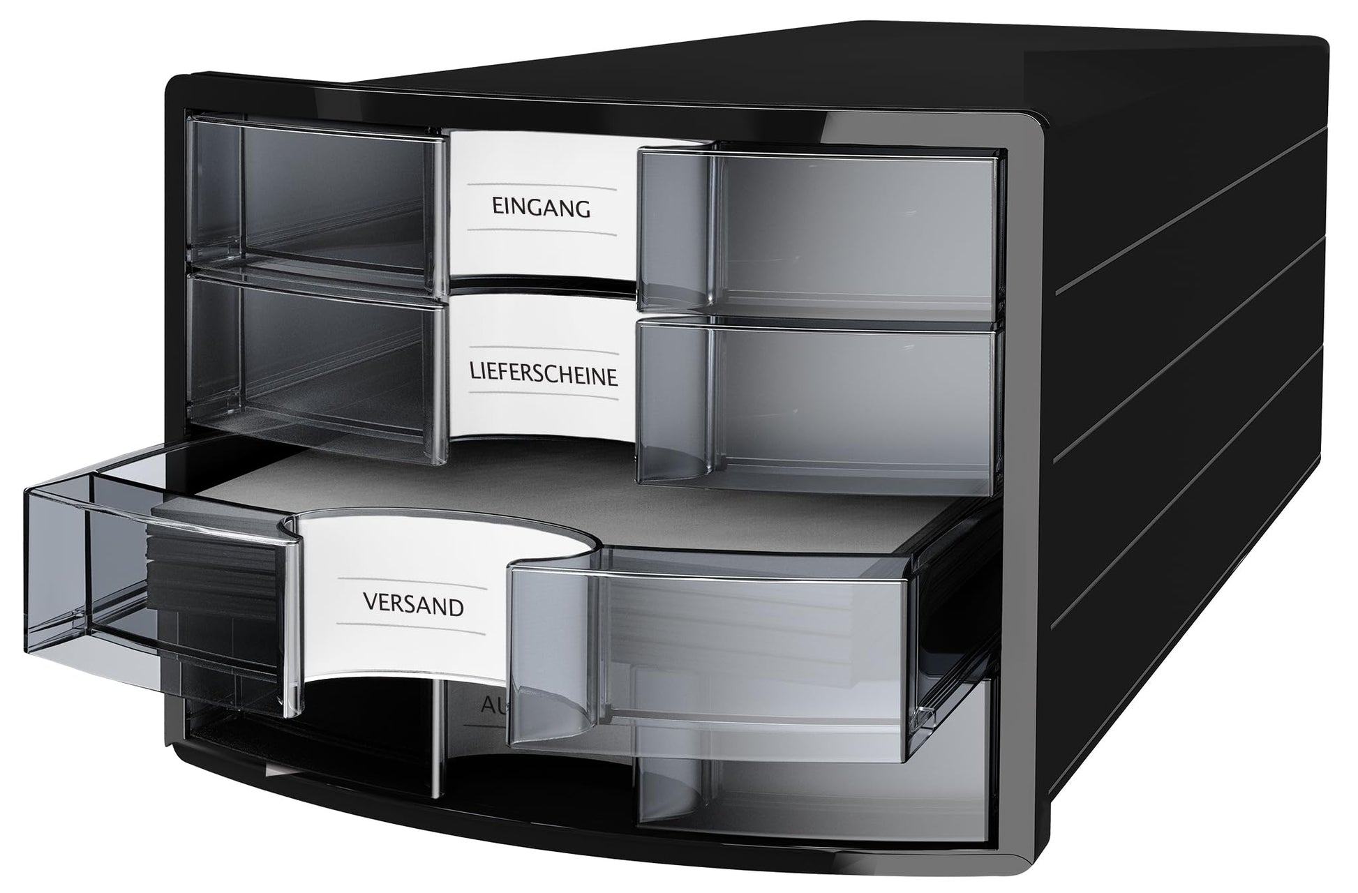 Han Impuls Drawer Box A4/C4 4 Closed Drawers Black/Transparent