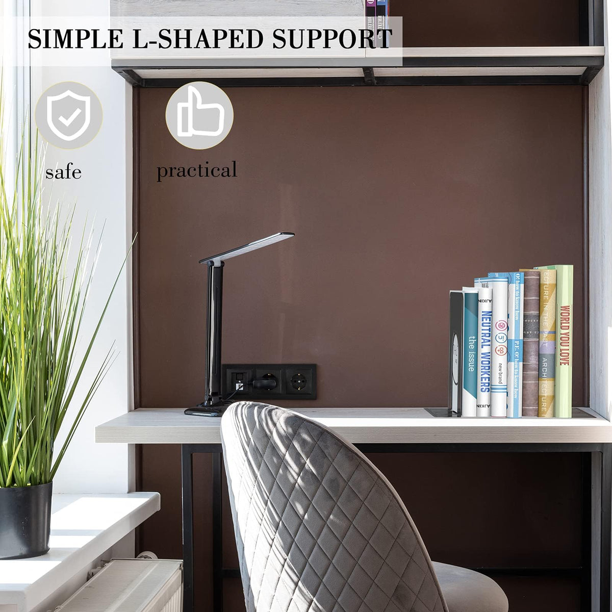 Optomni Metal Bookends for Shelves, 4 Pairs, Heavy Duty Book Ends, Black