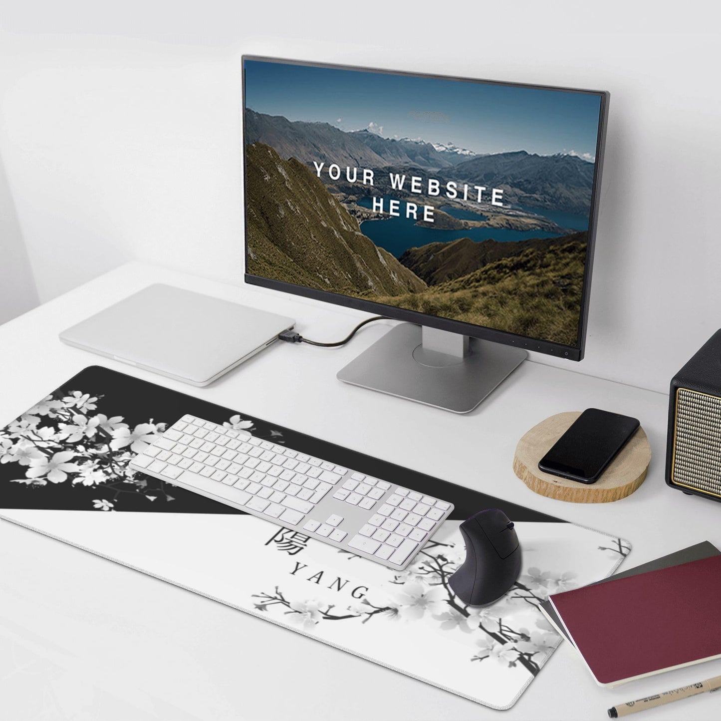 BEYIMEN Japanese Large Gaming Mouse Pad, Cherry Blossom Pattern