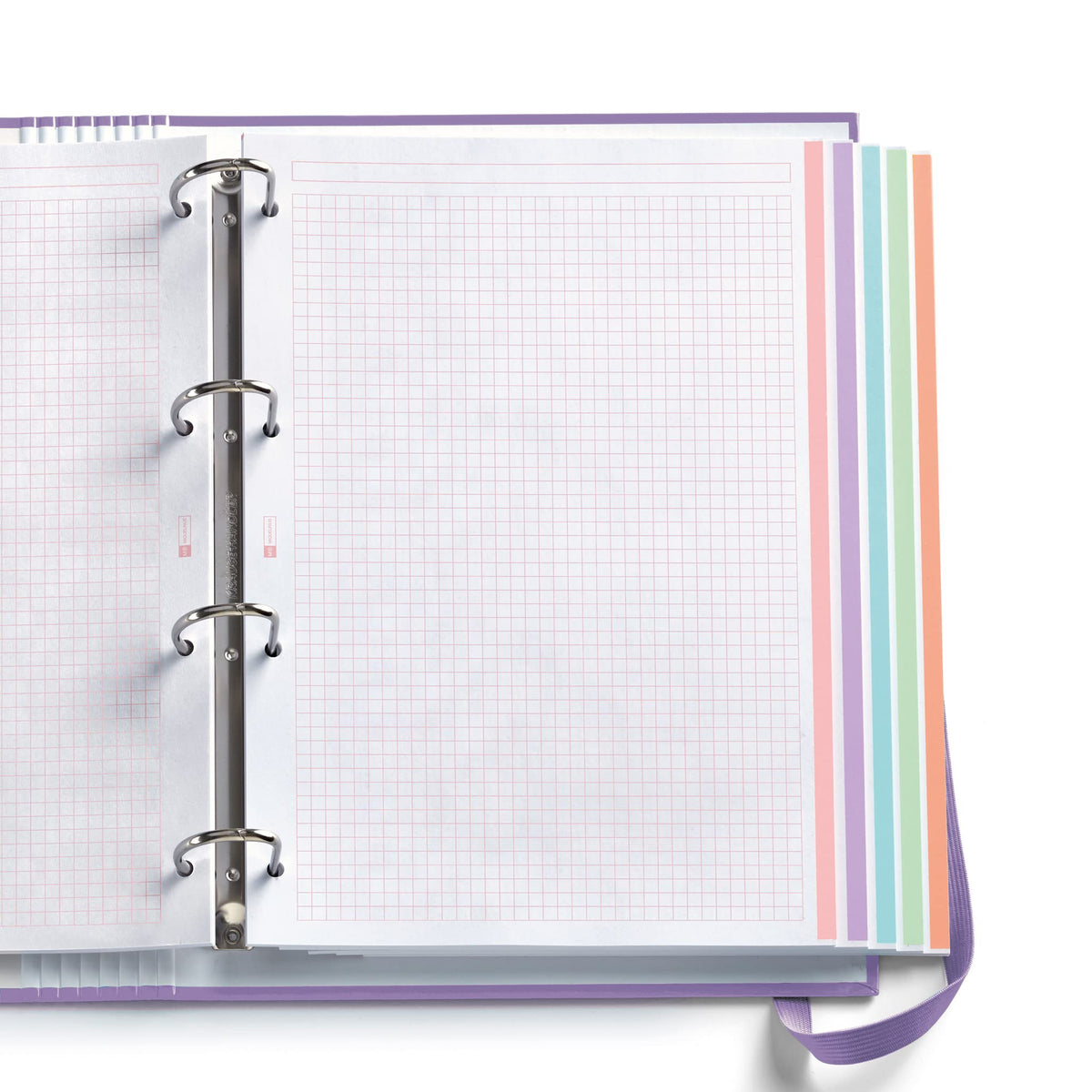 Miquelrius - A4 4 Ring Binder + Refill 100 A4 Sheets, Small Squares 5 mm, Paper 90 g/m², Rubber