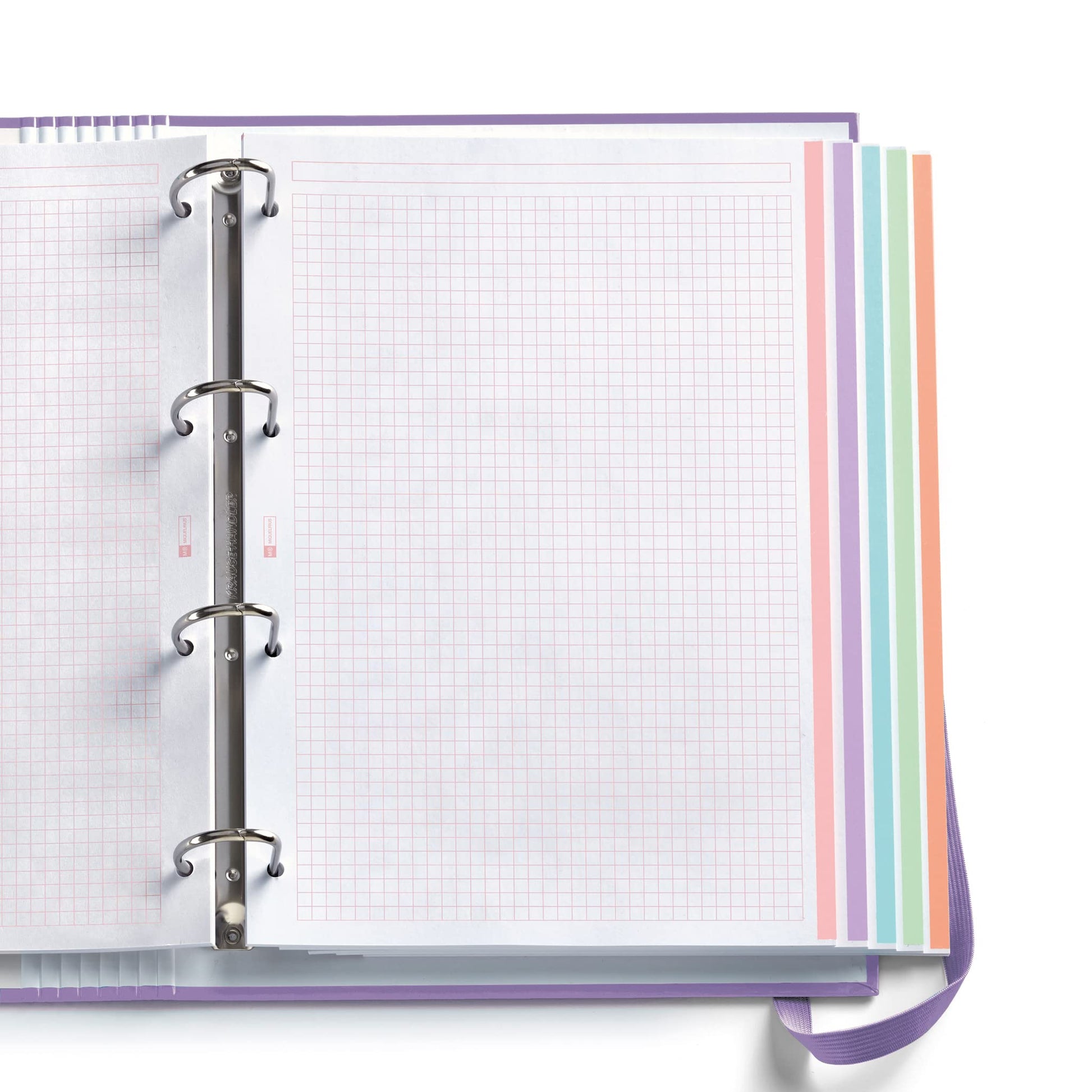 Miquelrius - A4 4 Ring Binder + Refill 100 A4 Sheets, Small Squares 5 mm, Paper 90 g/m², Rubber