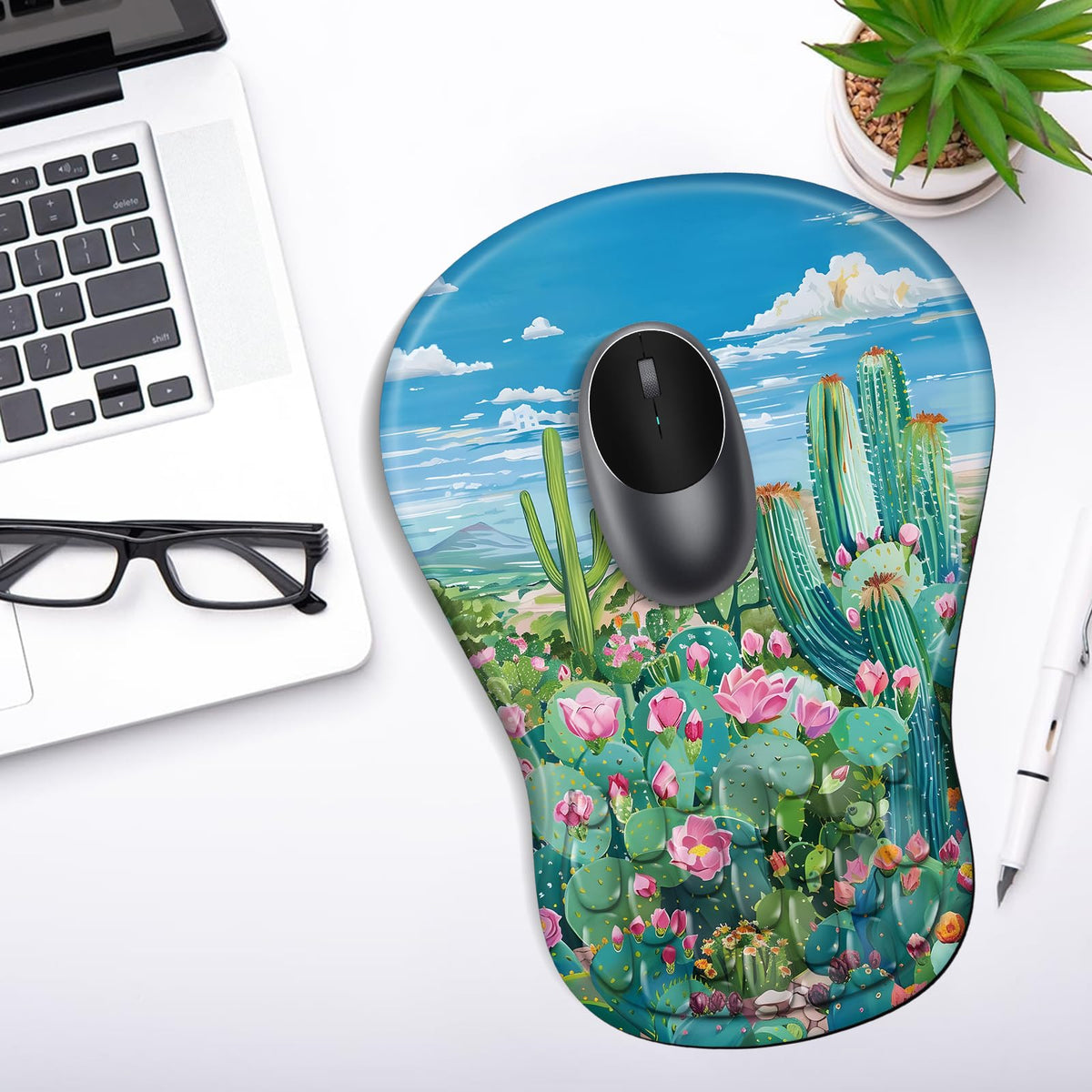 YIWEI Ergonomic Mouse Pad with Wrist Rest for Carpal Tunnel Pain Relief