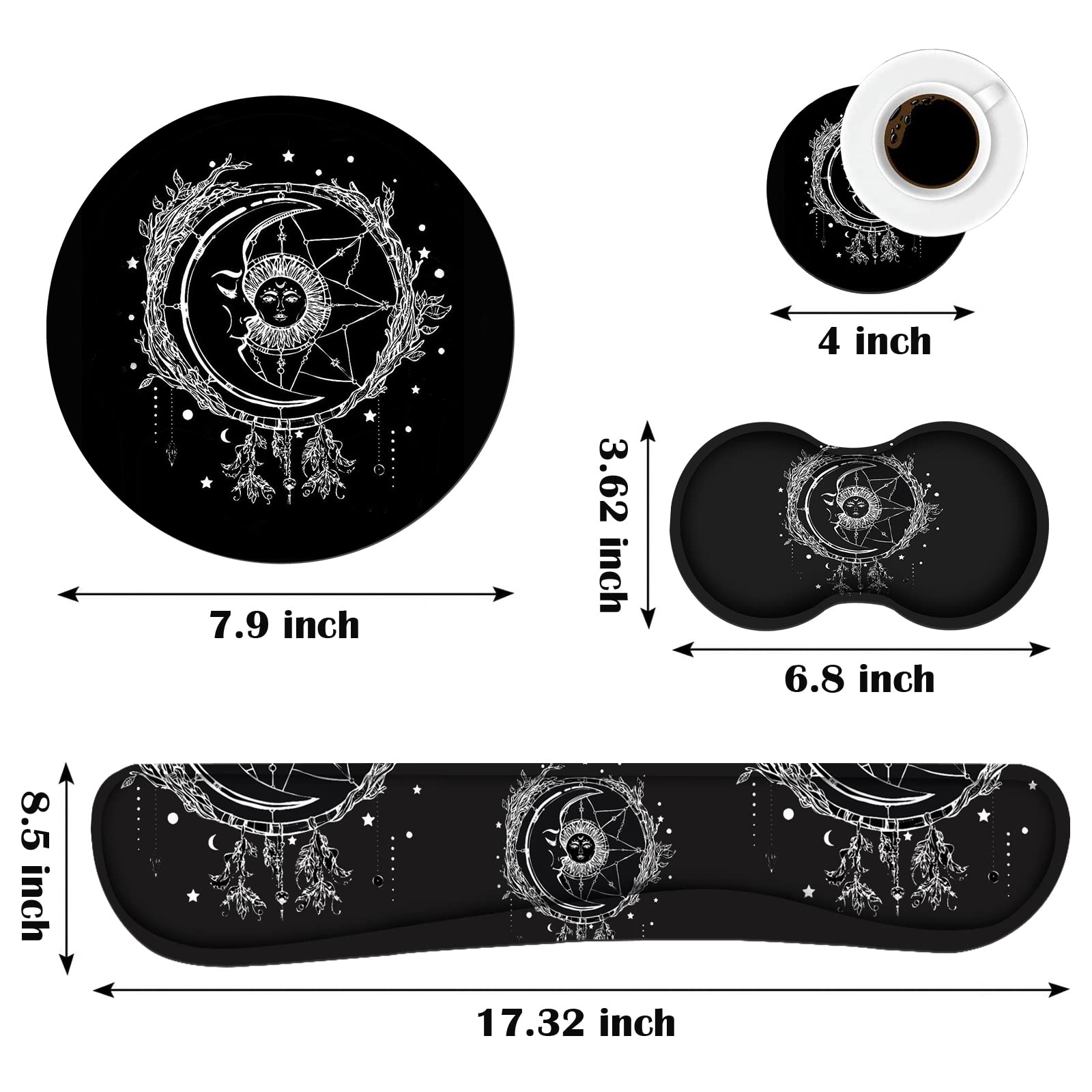 Keyboard Wrist Rest and Mouse Pad Wrist Rest Set with Coasters [4Pcs], Ergonomic Support, Non-Slip