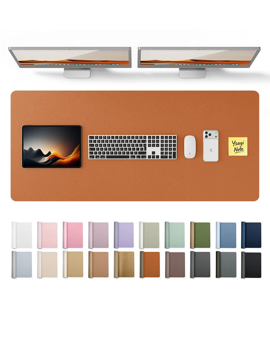 YSAGi Leather Desk Protector, Office Mat, Large Mouse Mat, Non-Slip PU Leather Blotter, Laptop Desk