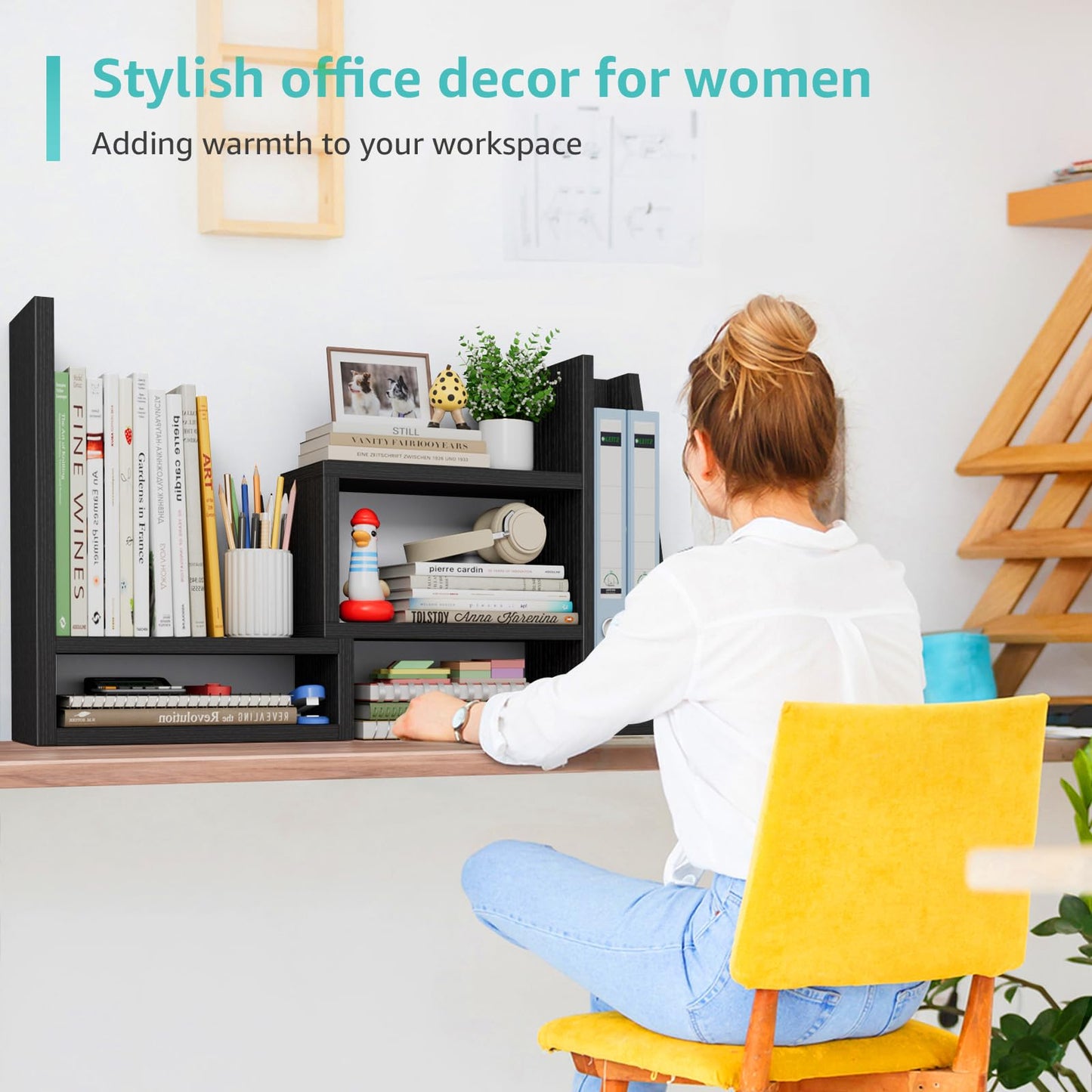 Desktop File Organizer Desk Organizer Shelf - Black Office Organization Shelves for Top of Desk
