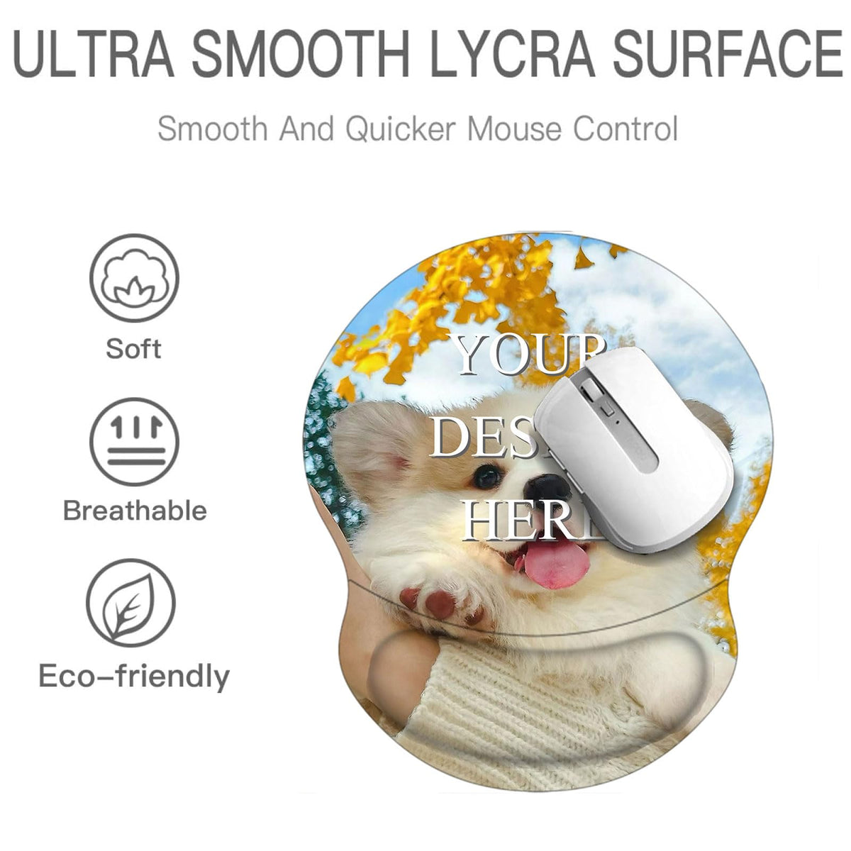 Custom Mouse Pad with Wrist Support，Ergonomic Personalized Mousepad,Add Personalized Photo & Text