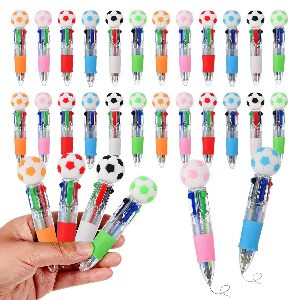 Zhirlyn Soccer Party Favors Soccer Pens Mini Multicolor Pen in One Cute Fun 4-in-1 Pens Bulk Cool