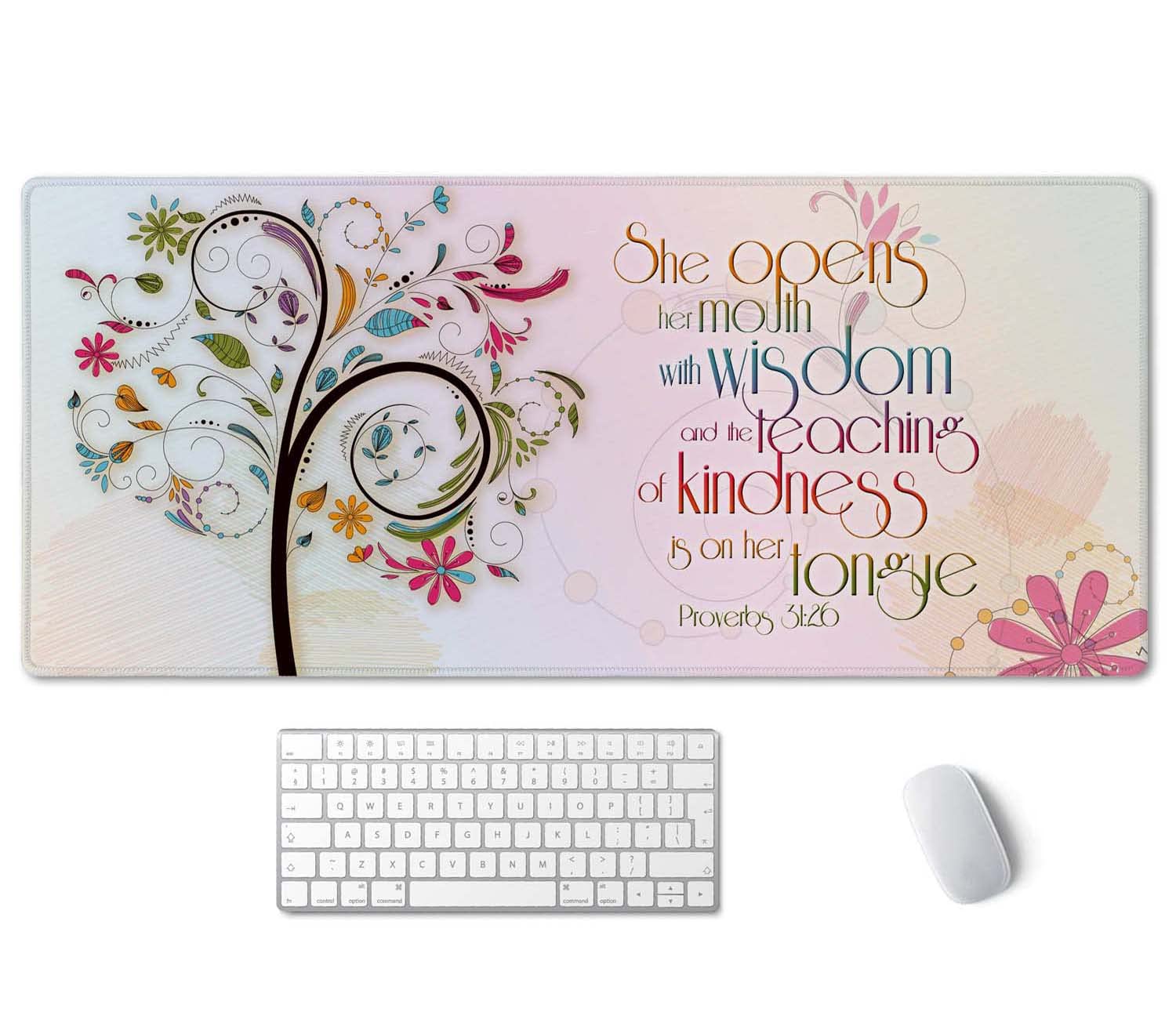 SSOIU Inspirational Christian Bible Verse Proberbs Quotes Extended Gaming Mouse Pad 35.5x15.7 in
