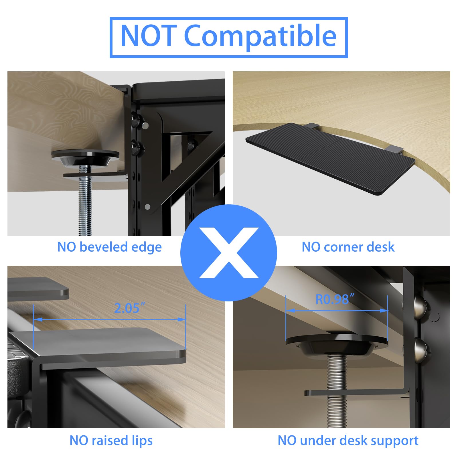 Suptek Clamp-on 9.5 x 23.6 inch Desk Extender, Wrist Support, Foldable Keyboard Tray Platform