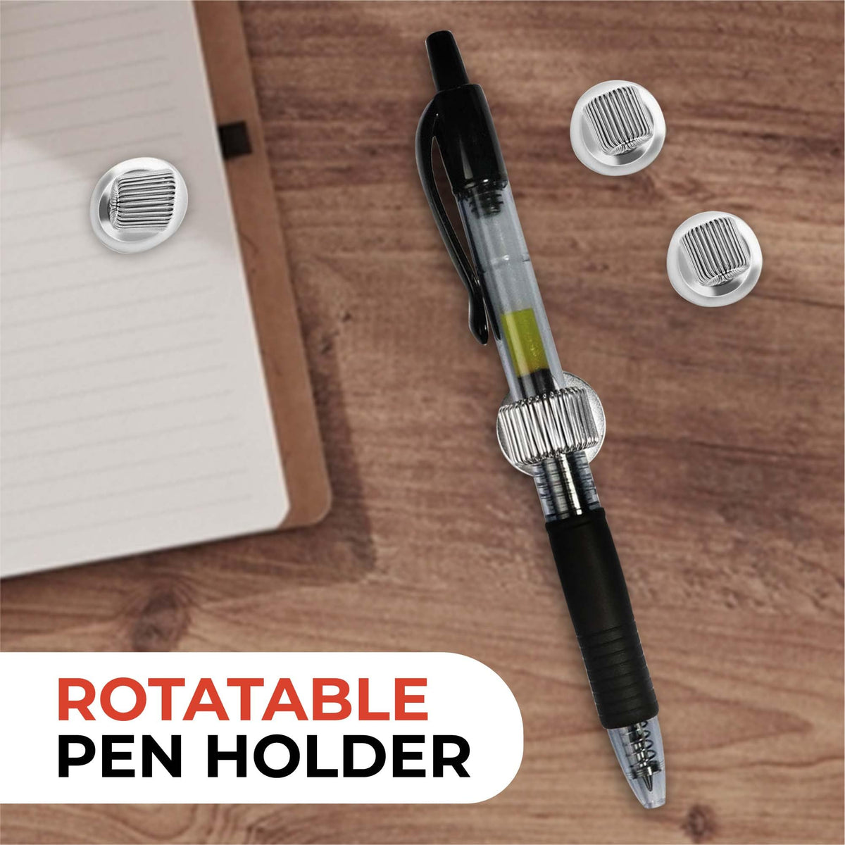 Pack of 6 Self Adhesive Single Metal Pen Holders - Pencil Stationery Clip