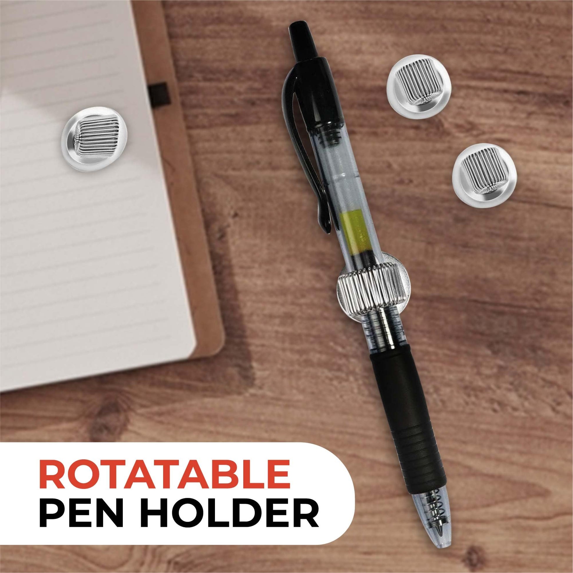 Pack of 6 Self Adhesive Single Metal Pen Holders - Pencil Stationery Clip