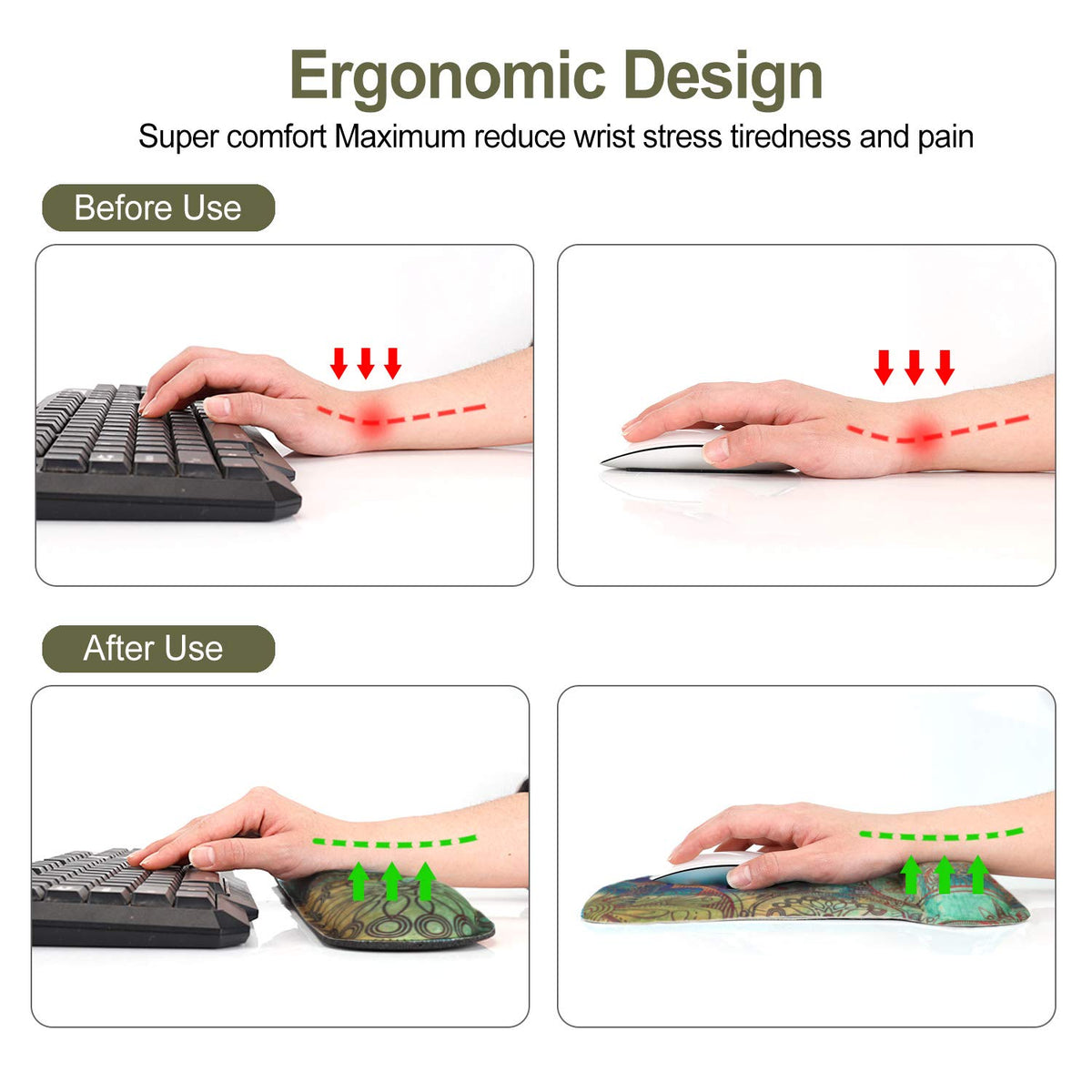 ToLuLu Keyboard Pad Wrist Rest Mouse Pad, Gel Ergonomic Mouse Pads Wrist Support for Computer