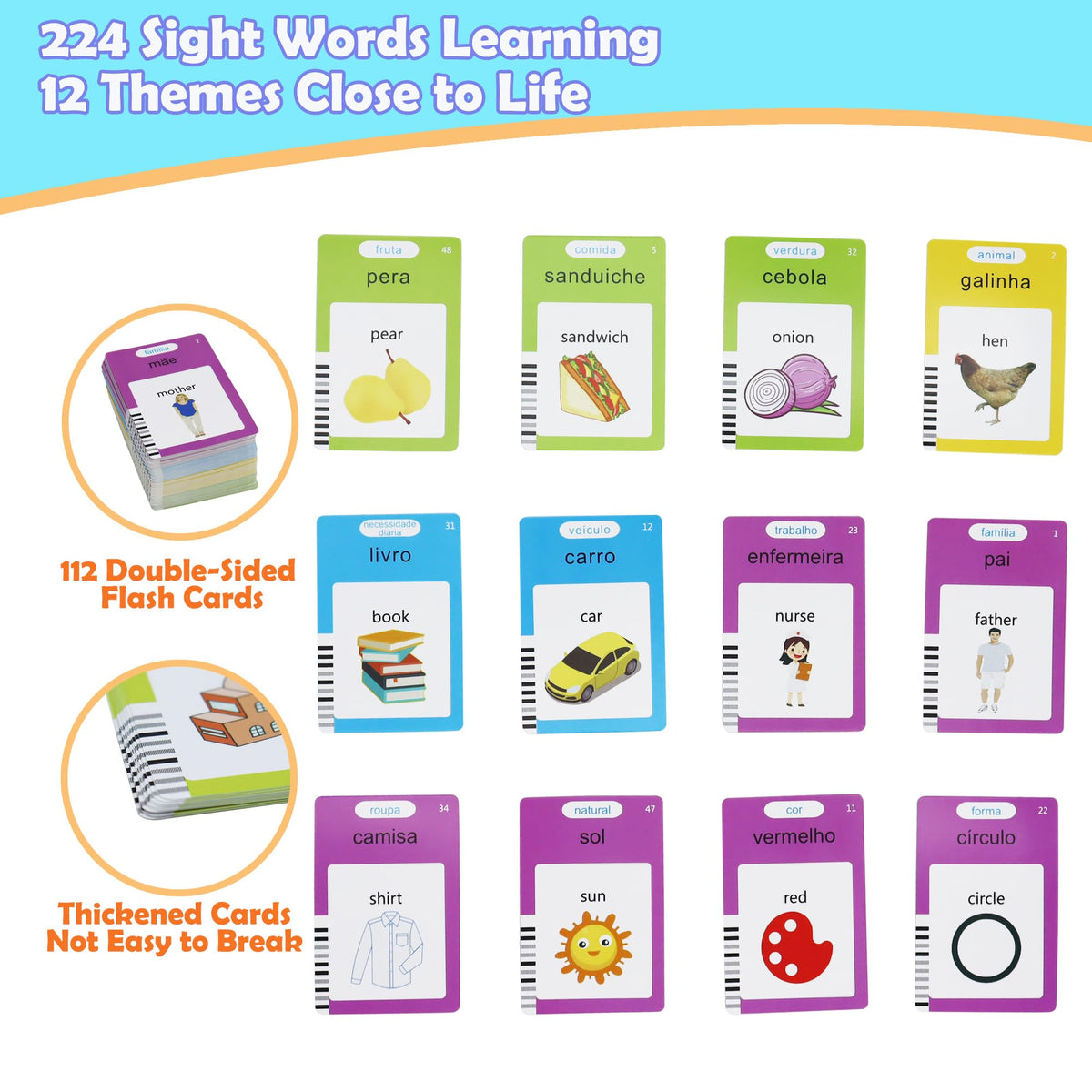 MAYAPHILOS 224 Words Brazil Portuguese and English Talking Flash Cards