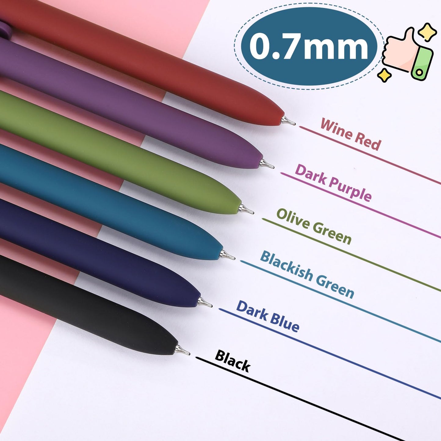 FIOVER Colorful Gel Pens,12Pcs 0.7mm Multi-Colored Pens for Journaling