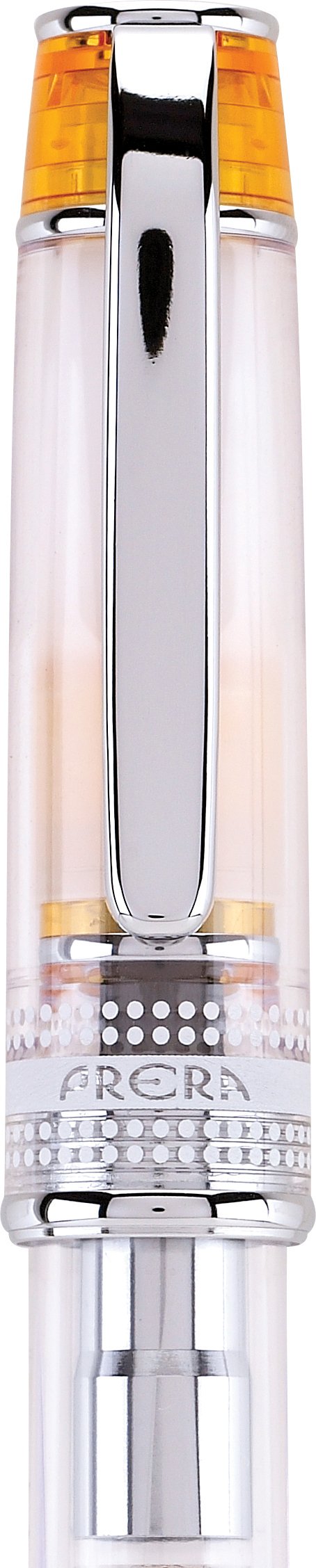 PILOT Prera Fountain Pen, Clear Barrel with Orange/Silver Accents, Medium Nib (60824)