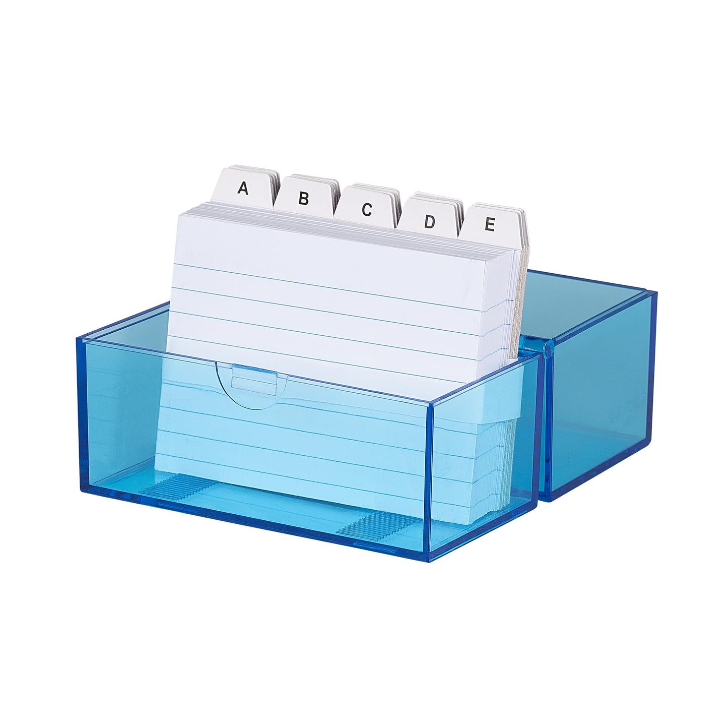 Wedo 2507303 Card Boxes DIN A7 Transverse for About 200 Cards (Made of Plastic Translucent Blue