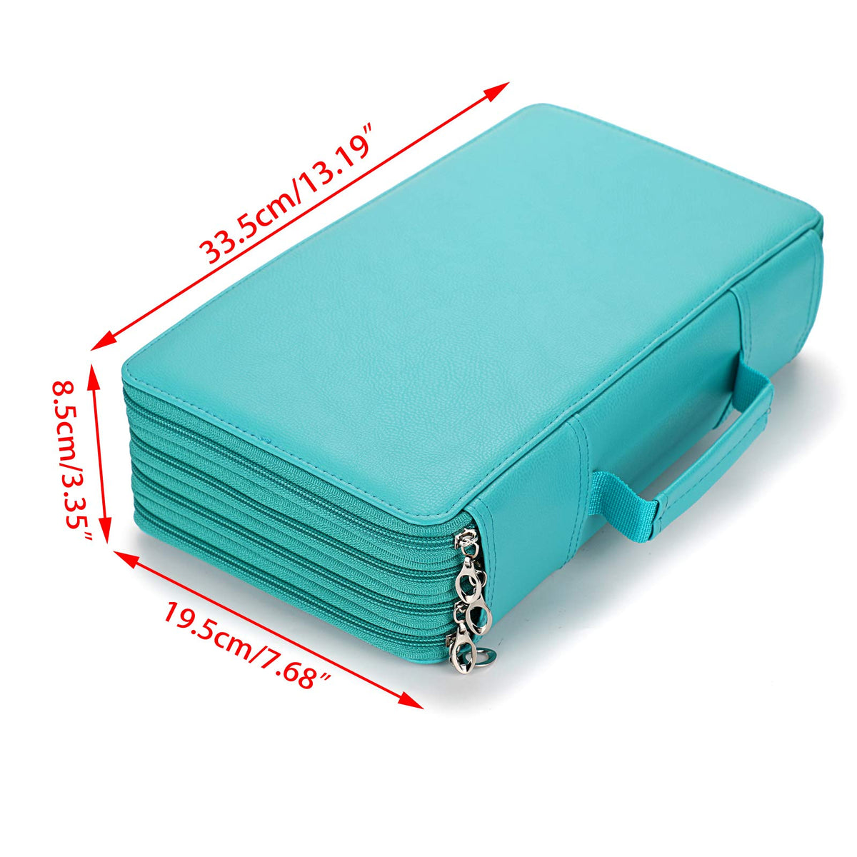 BTSKY 300 Slots Colored Pencil Organizer - Deluxe PU Leather Pencil Case Holder with Handle Strap