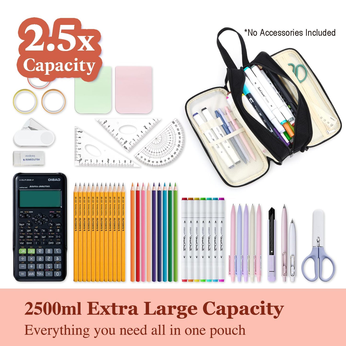 VELAUN Pencil Case Pouch, Large Capacity Pencil Box Bag, Aesthetic Pen Organizer for School