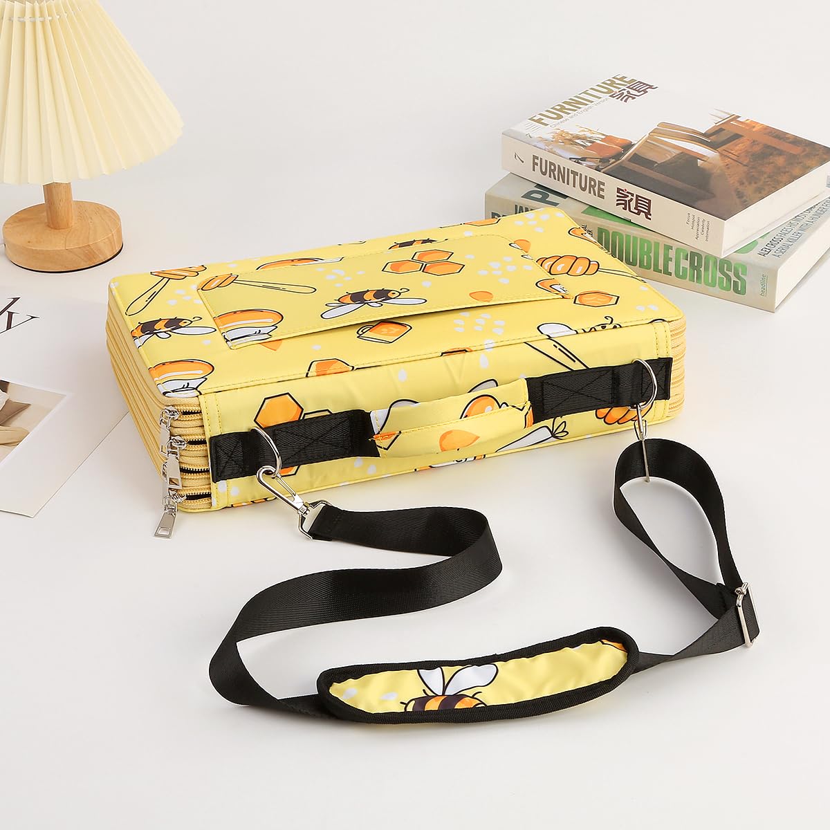 Lbxgap 384 Individual Slots Colored Pencil Case w/Handle & Shoulder Strap