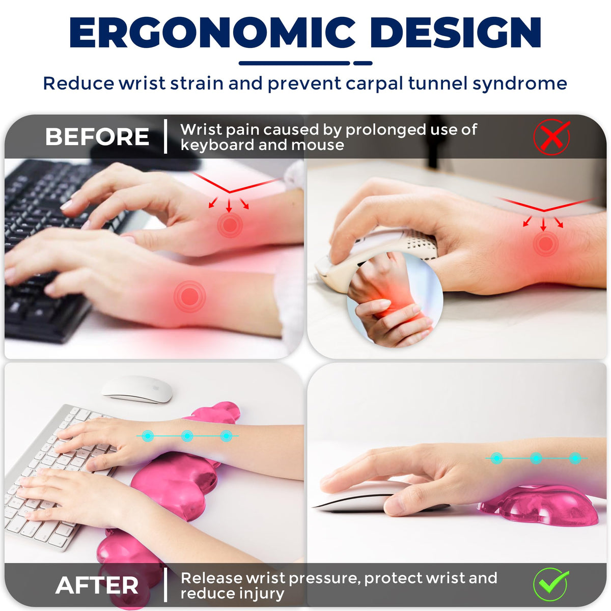 ABRONDA Gel Cloud Keyboard & Mouse Wrist Rest Set - Cloud Keyboard Wrist Rest Pad & Mouse Support