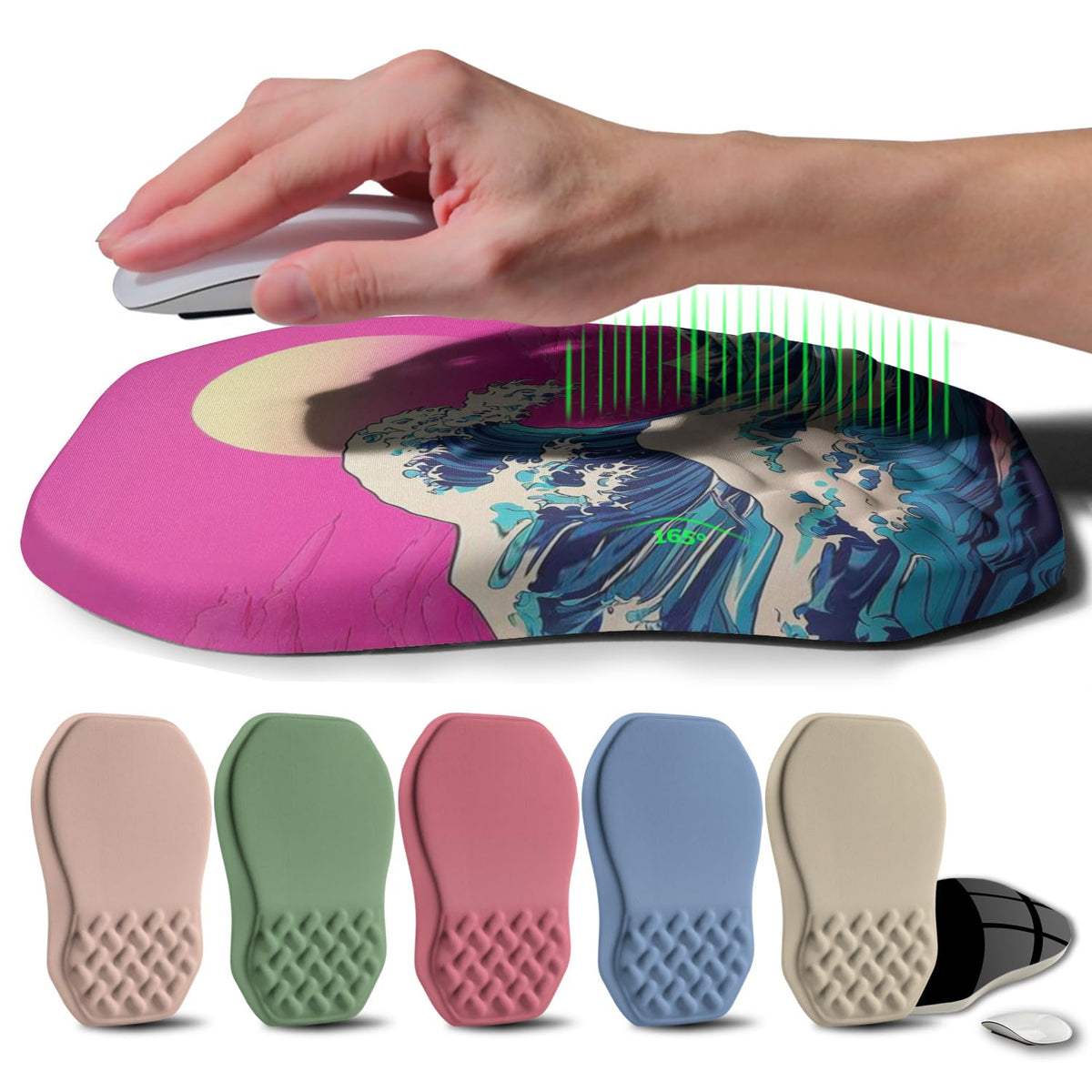 Gleamtide Ergonomic Raised Mouse Pad Wrist Support with Bilateral Slope Memory Foam Mousepad for