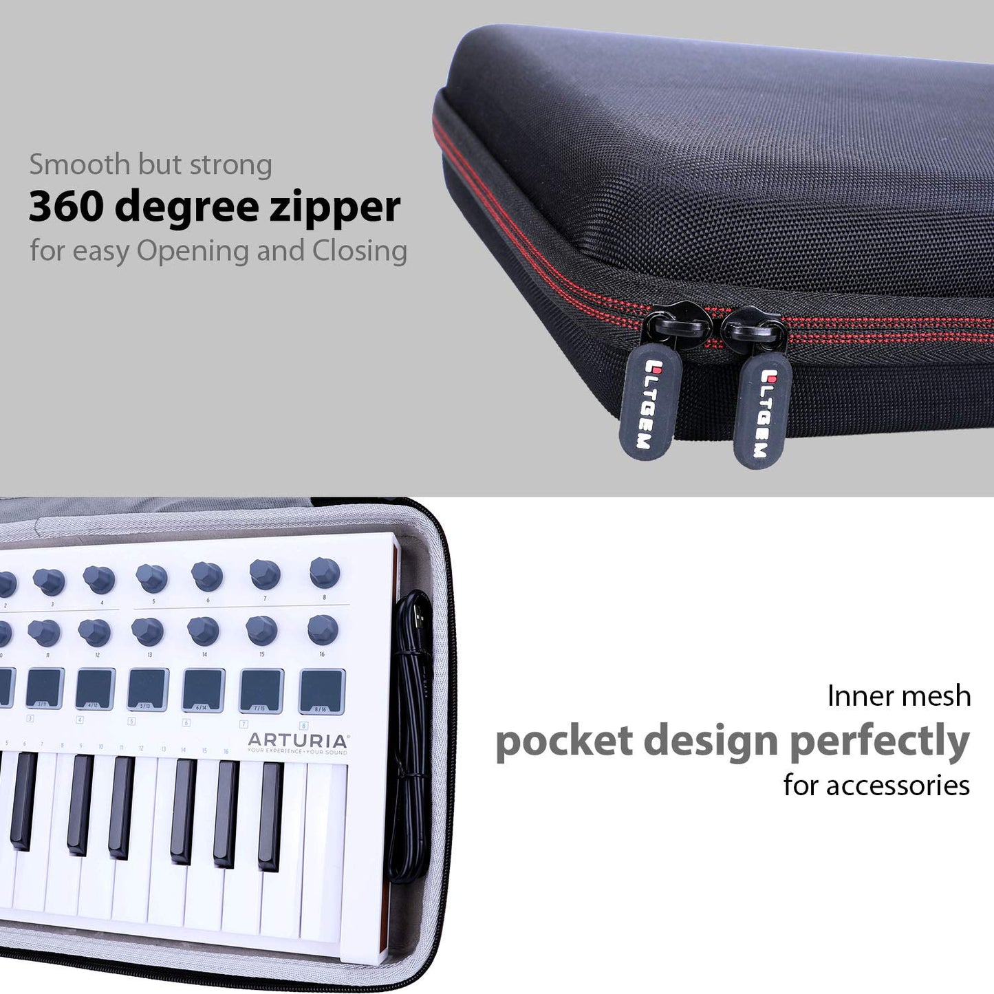 LTGEM Case Compatible with Arturia MiniLab 3 Universal MIDI Controller, Black(Case Only)
