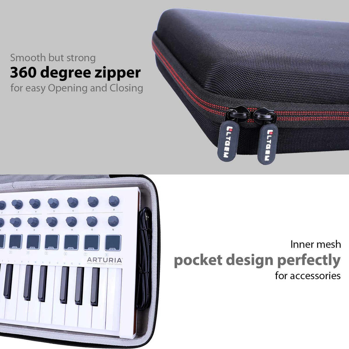 LTGEM Case Compatible with Arturia MiniLab 3 Universal MIDI Controller, Black(Case Only)