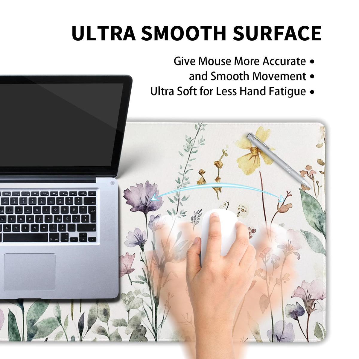 Floral Desk Mat Large Extend Mouse Pad XXL Beige Boho Desk Pad 35.4x15.7 Inch Cute Minimalist
