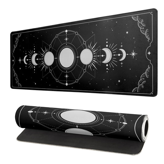 Sun Moon Gaming Mouse Pad Black Large Mouse Pad for Keyboard and Mousepad Desk Mat with 3mm