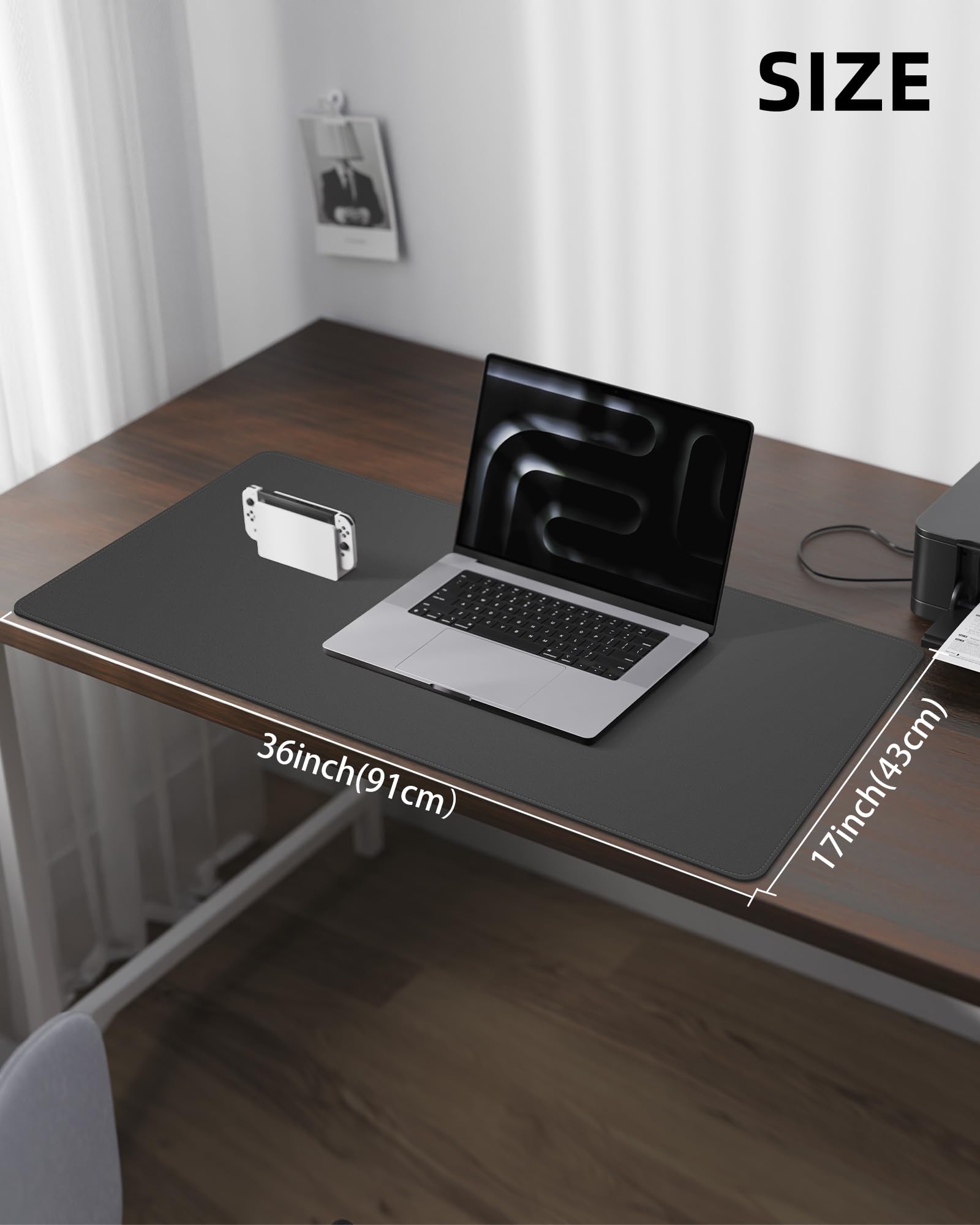 Leather Desk Pad Protector, Large Mouse Pad and Non-Slip Desk Cover, Waterproof PU Leather Blotter