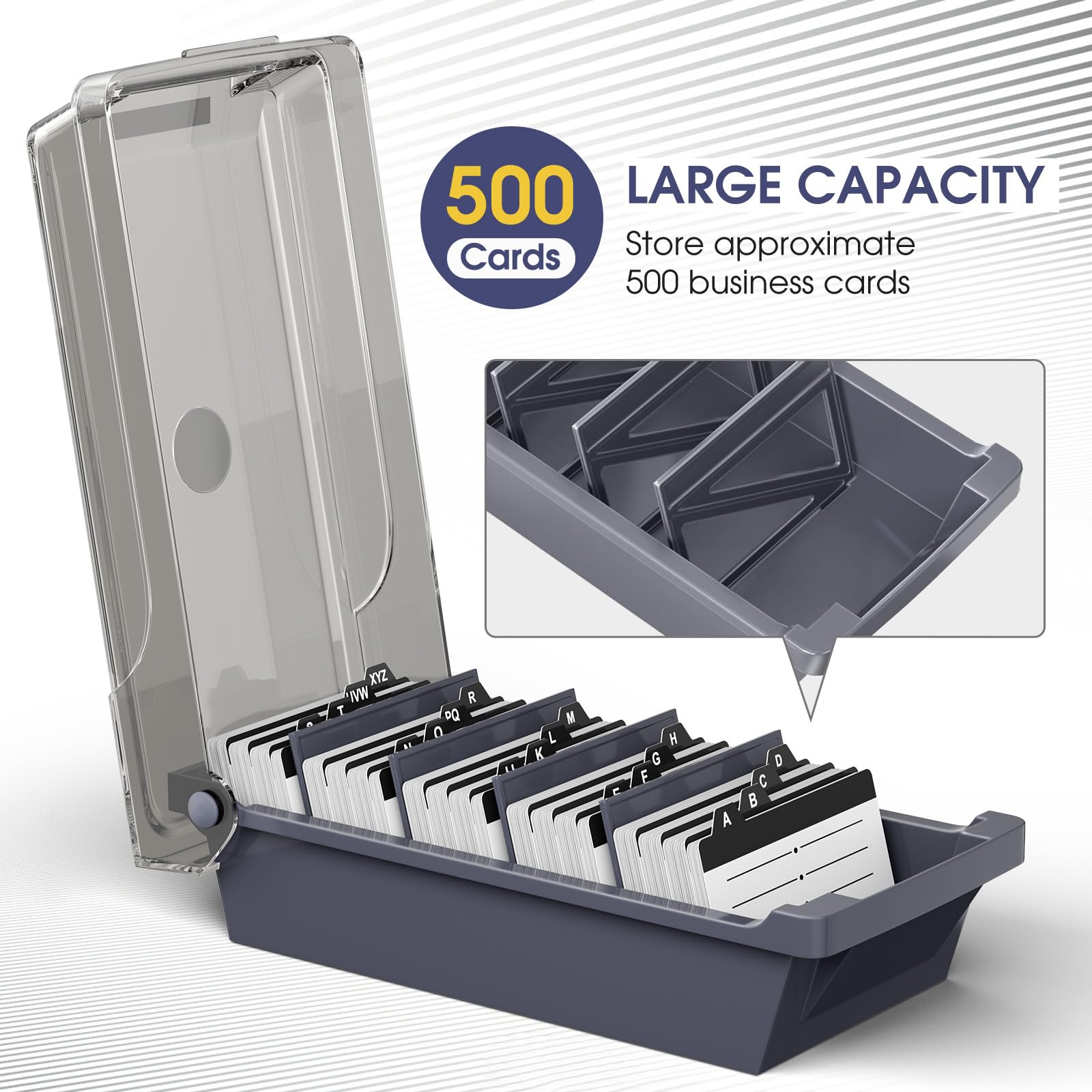 MaxGear Business Card Holder Desk, Large Plastic Business Card Box with Lid