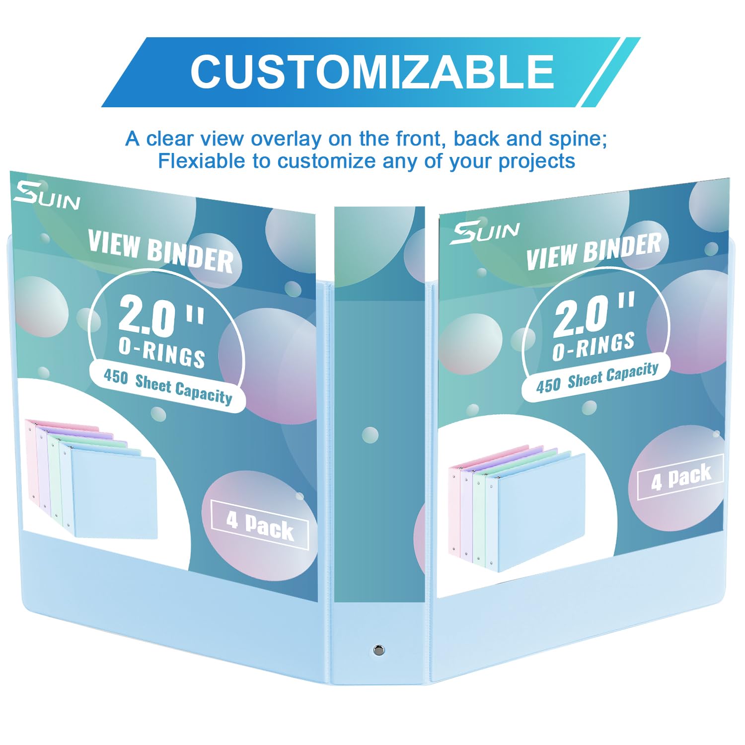 2'' 3-Ring-Binder with Pockets, 450 Sheets Capacity, 2 inch Binders fits 11" x 8.5" US Letter Size