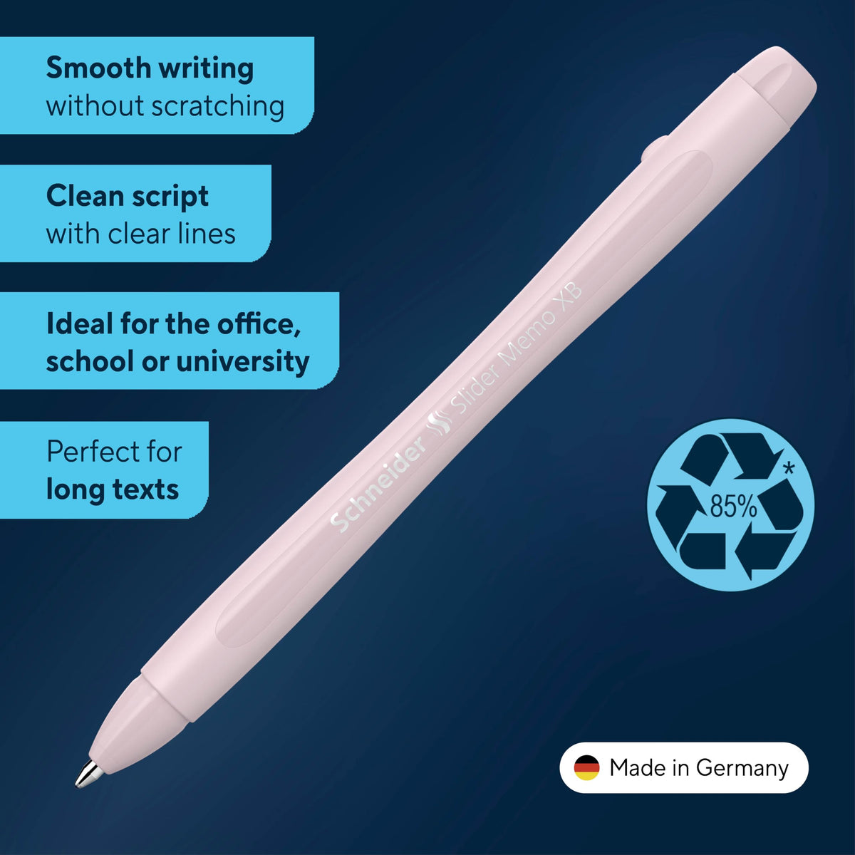 Schneider Slider Memo XB Ballpoint Pen (Pearl, Blue Ink) Pack of 10