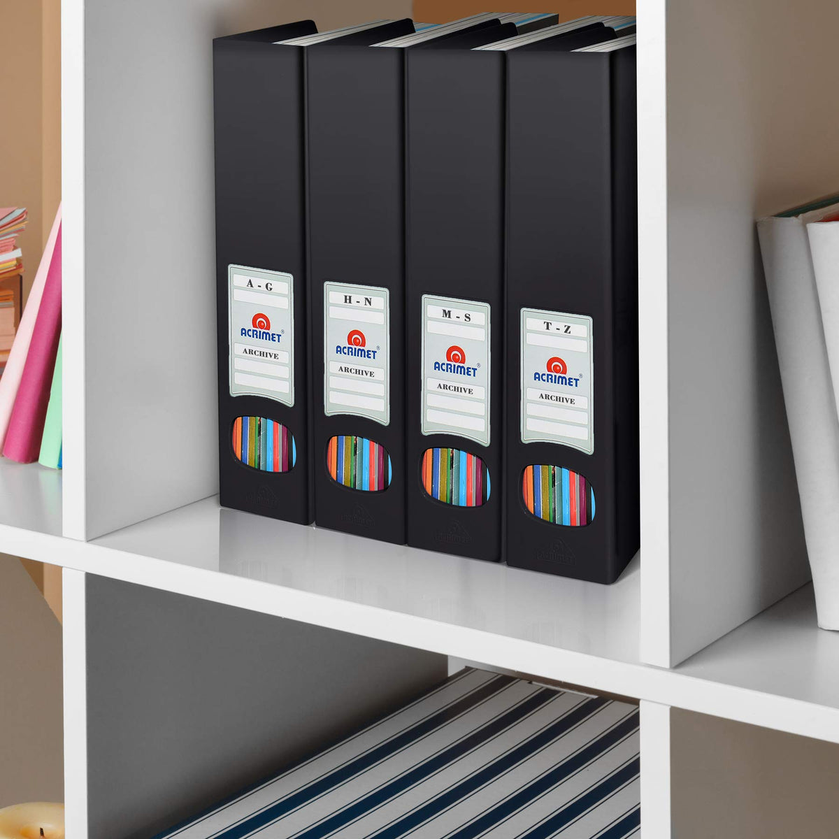 Acrimet Magazine File Holder, Vertical Desk Organizer, Black, 2 Pack