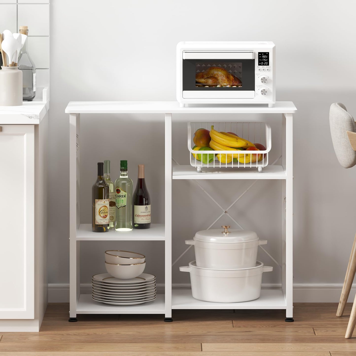DlandHome Microwave Cart Stand 35.4 inches, Kitchen Baker's Rack Utility Storage Shelf Microwave