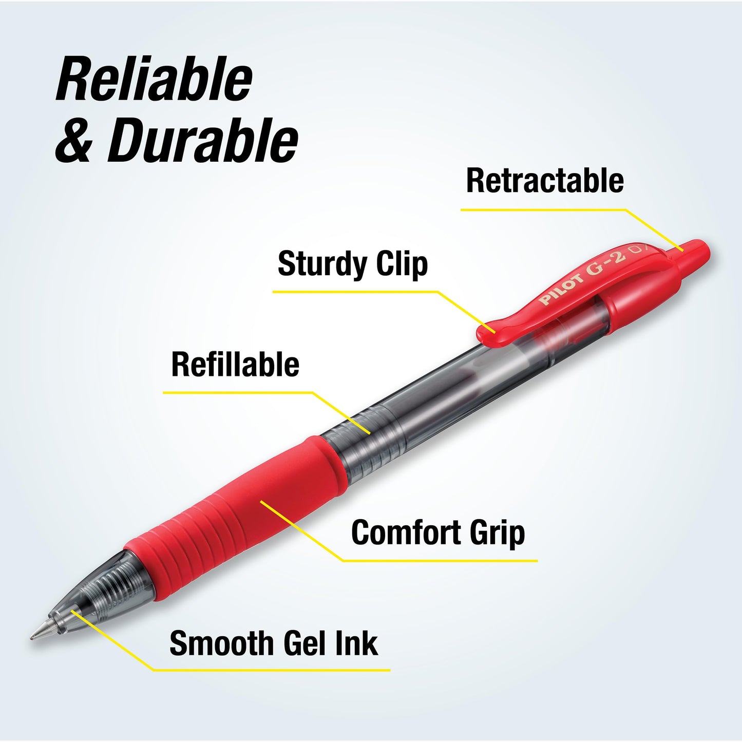 PILOT G2 Premium Rolling Ball Gel Pens, Fine Point 0.7mm, Red Ink, 14-Pack