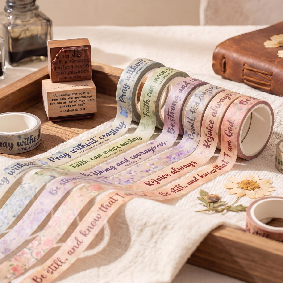 Janlaugh 24 Rolls Christian Washi Tape Gifts for Bible Journaling, Retro