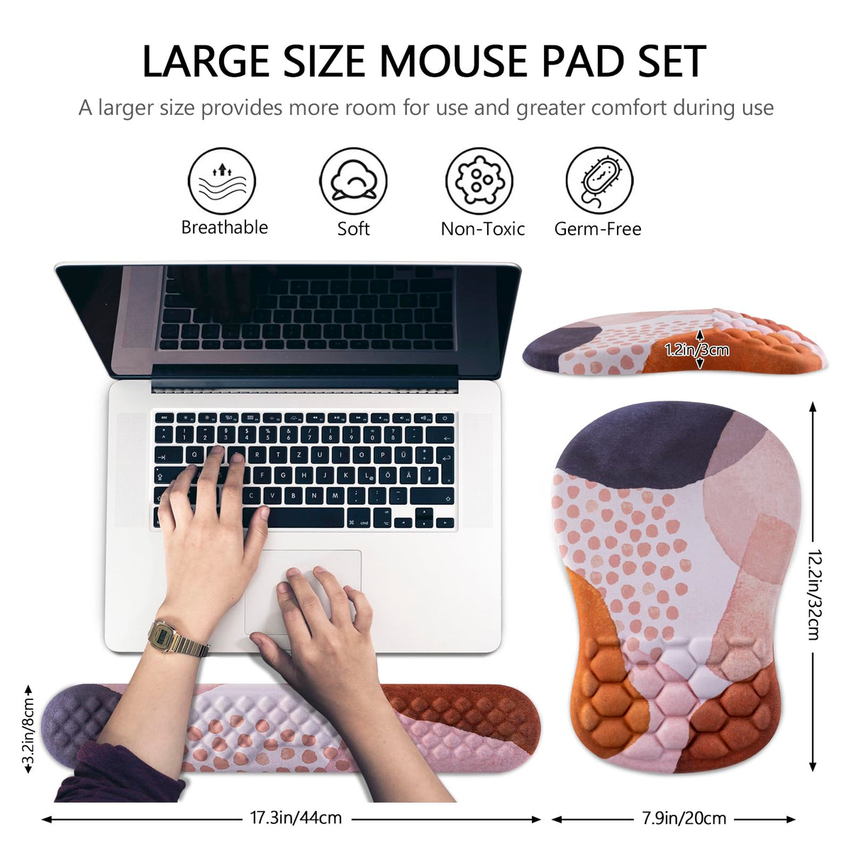Laokiiy Ergonomic Mouse Pad & Keyboard Wrist Rest Set, Memory Foam