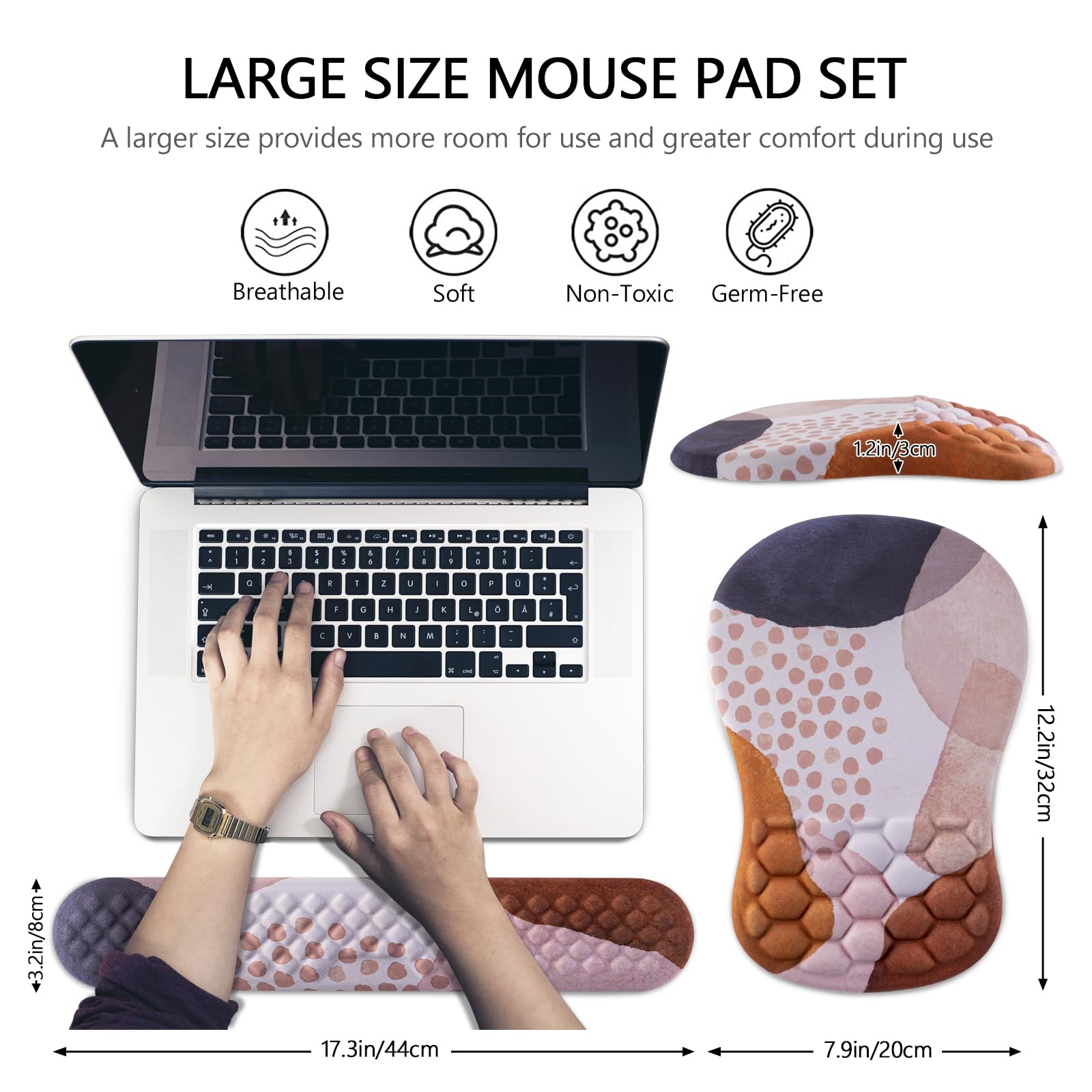 Laokiiy Ergonomic Mouse Pad & Keyboard Wrist Rest Set, Memory Foam