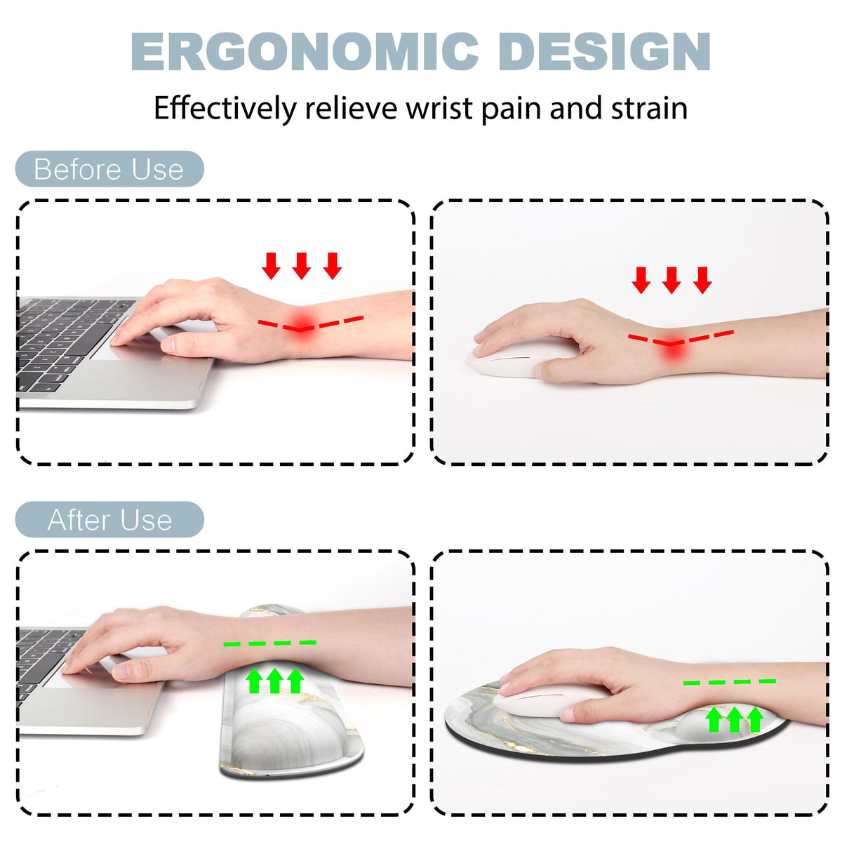 Ergonomic Mouse Pad with Wrist Rest and Keyboard Wrist Rest, Mousepad
