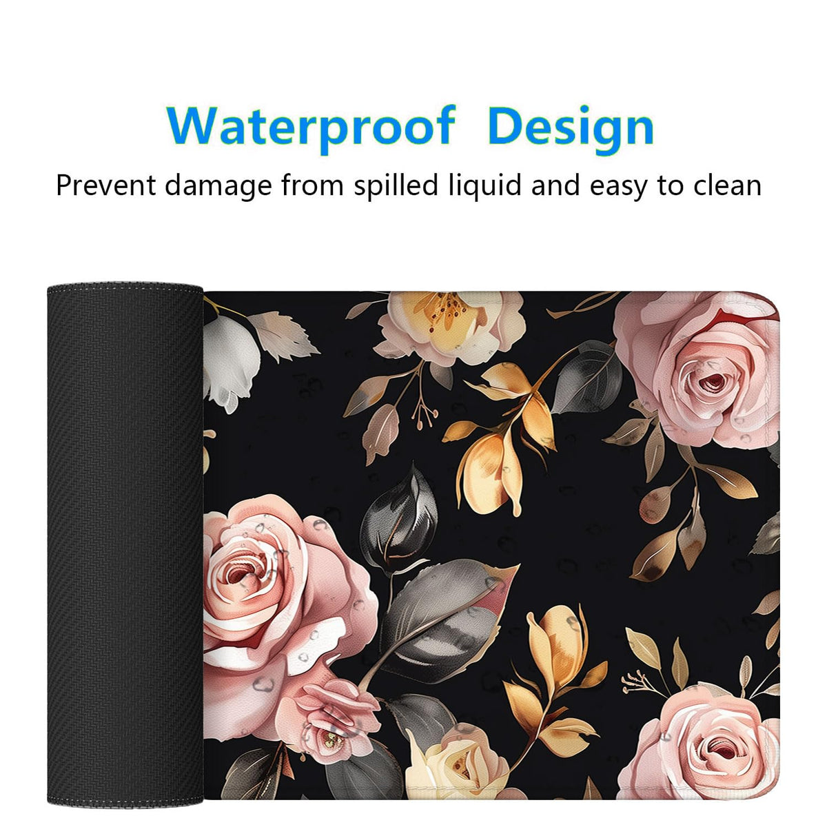 Peony Flowers Gaming Mouse Pad Pink Flowers Extended Gaming Mouse Pad Mat with Stitched Edge