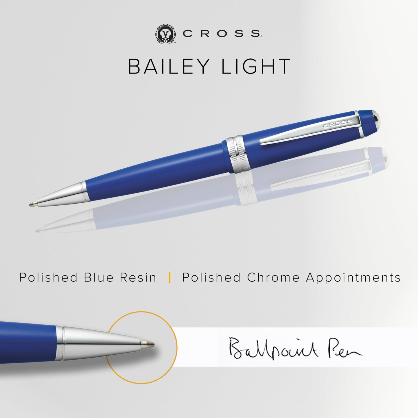 Cross Bailey Light Blue Ballpoint Pen, Medium Point, Black Ink