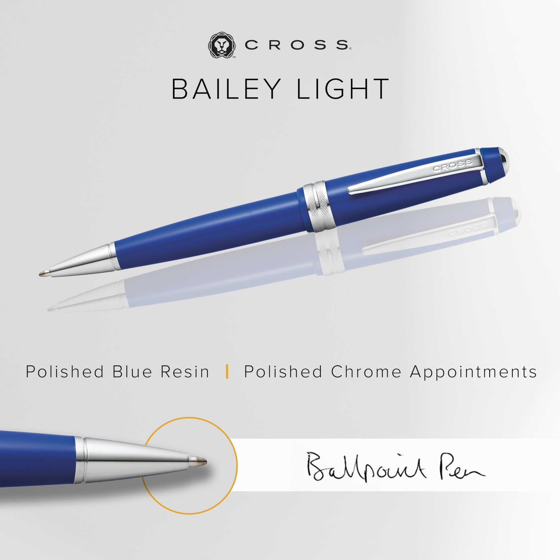 Cross Bailey Light Blue Ballpoint Pen, Medium Point, Black Ink